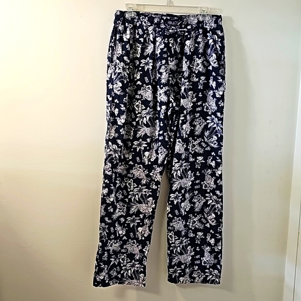 Polo Ralph Lauren Hawaiian Polo Pajama Pants Mens Size L Navy Blue Cotton